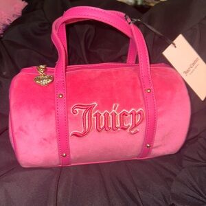 Juicy Couture Pink Mini Bag with Plush Fabric and Gold Accents